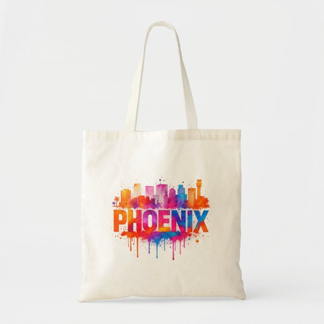 Phoenix Arizona Colorful Skyline Watercolor Stänk Tygkasse (Framsidan)