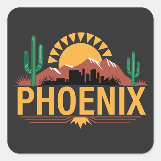 Phoenix Arizona Fyrkantigt Klistermärke (Framsida)