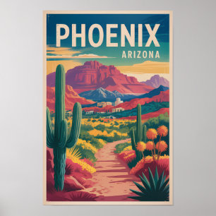Phoenix Arizona Illustration Resa Konst Vintage Poster