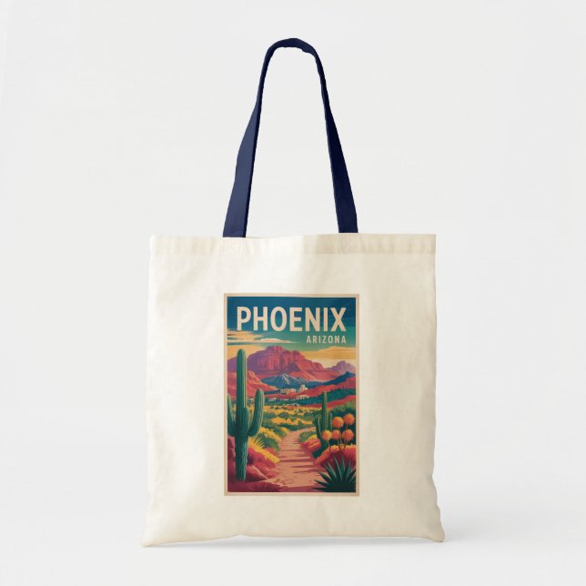 Phoenix Arizona Illustration Resa Konst Vintage Tygkasse (Framsidan)