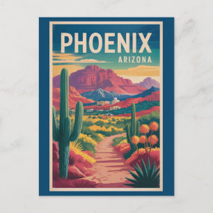 Phoenix Arizona Illustration Resa Konst Vintage Vykort