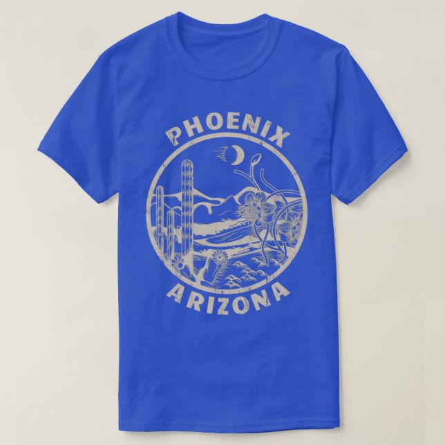 Phoenix Arizona Linocut Distress Desert Illustra T Shirt (Design framsida)