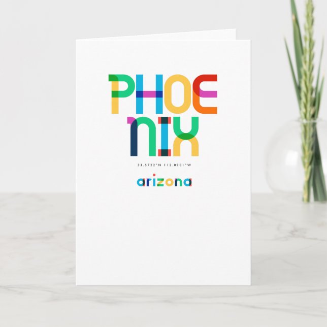 Phoenix Arizona Mid Century, Pop Art. Kort (Framsida)