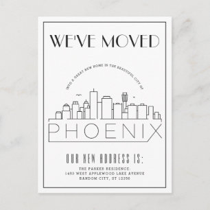 Phoenix, Arizona Modern Deco Byte av Adress Meddelande Vykort