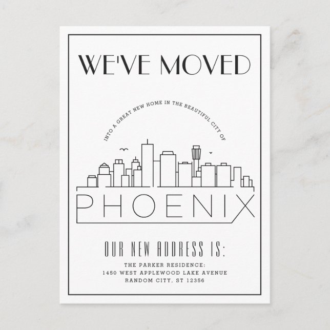 Phoenix, Arizona Modern Deco | Byte av adress Meddelande Vykort (Framsida)