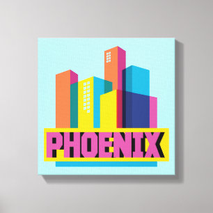 Phoenix, Arizona Neon Skyline Canvastryck