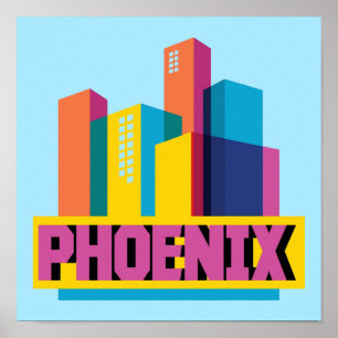 Phoenix, Arizona Neon Skyline Poster