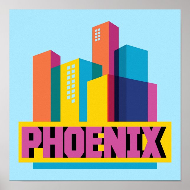 Phoenix, Arizona | Neon Skyline Poster (Framsidan)