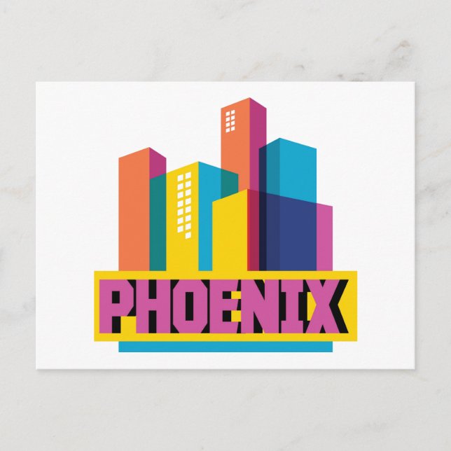 Phoenix, Arizona | Neon Skyline Vykort (Framsida)