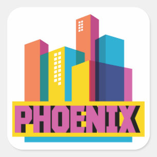 Phoenix Arizona neonhorisont Fyrkantigt Klistermärke