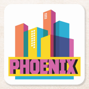 Phoenix Arizona neonhorisont Underlägg Papper Kvadrat
