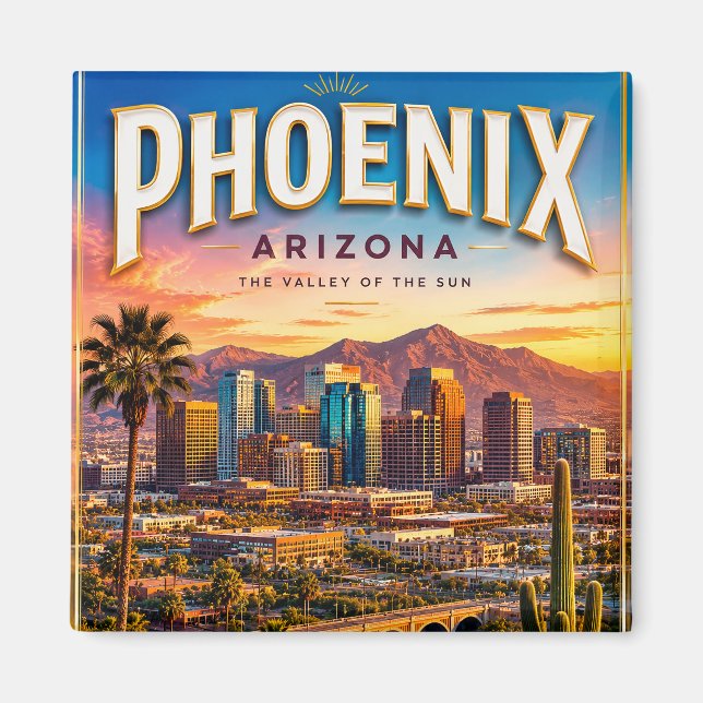 Phoenix Arizona Öken Resa Souvenir Magnet (Framsidan)