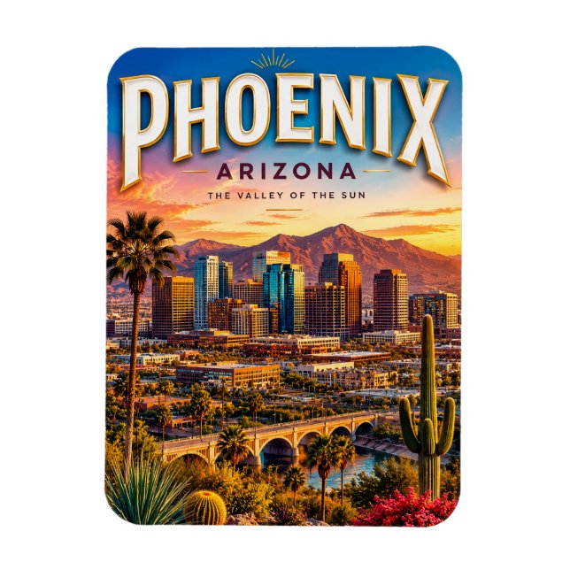 Phoenix Arizona Ökenutsikt Scenisk Magnet (Vertikal)