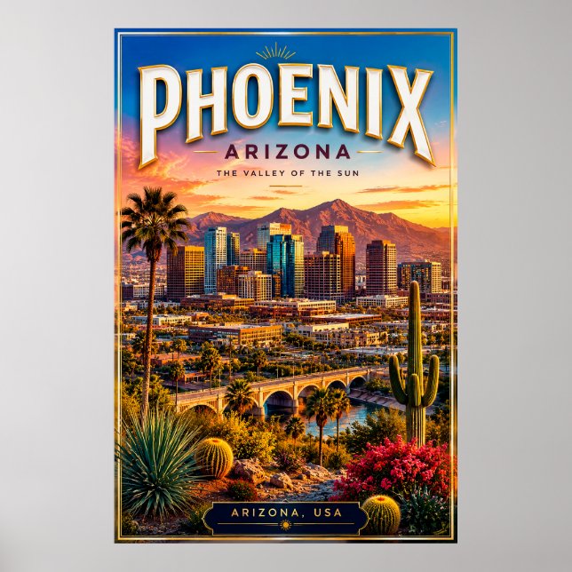 Phoenix Arizona Ökenutsikt Scenisk Väggdekoration Poster (Framsidan)