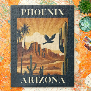 Phoenix Arizona Retro Resemål Poster Pussel