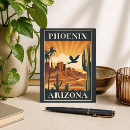 Phoenix Arizona Retro Resemålning Vykort