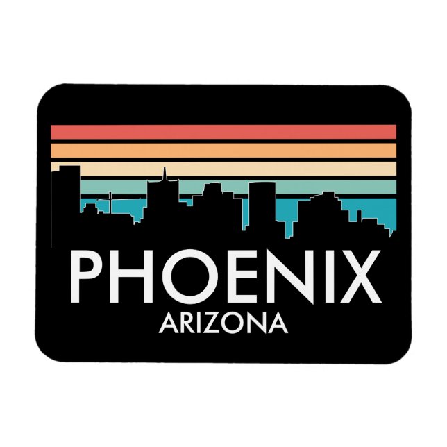 Phoenix Arizona Retro Sunset Skyline Magnet (Horisontell)