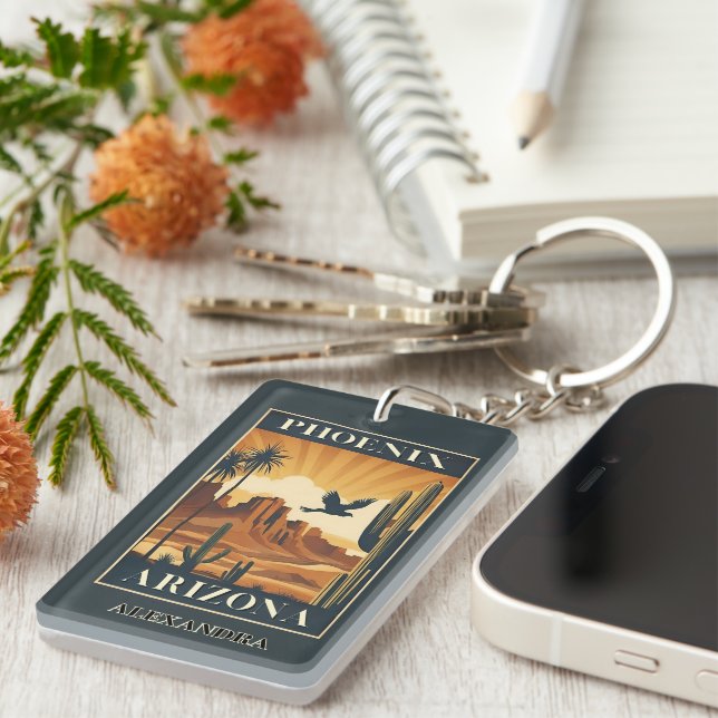 Phoenix Arizona Retro Travel Optional Custom Name (Högra Framsidan)
