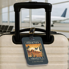 Phoenix Arizona Retro Travel Poster Custom Bagagebricka
