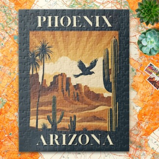 Phoenix Arizona Retro Travel Poster Pussel