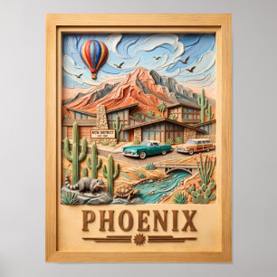 Phoenix Arizona Road Trip Vintage Resa Texturerad Poster