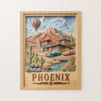 Phoenix Arizona Road Trip Vintage Resa Texturerad Pussel