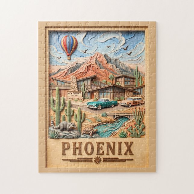 Phoenix Arizona Road Trip Vintage Resa Texturerad Pussel (Vertikal)