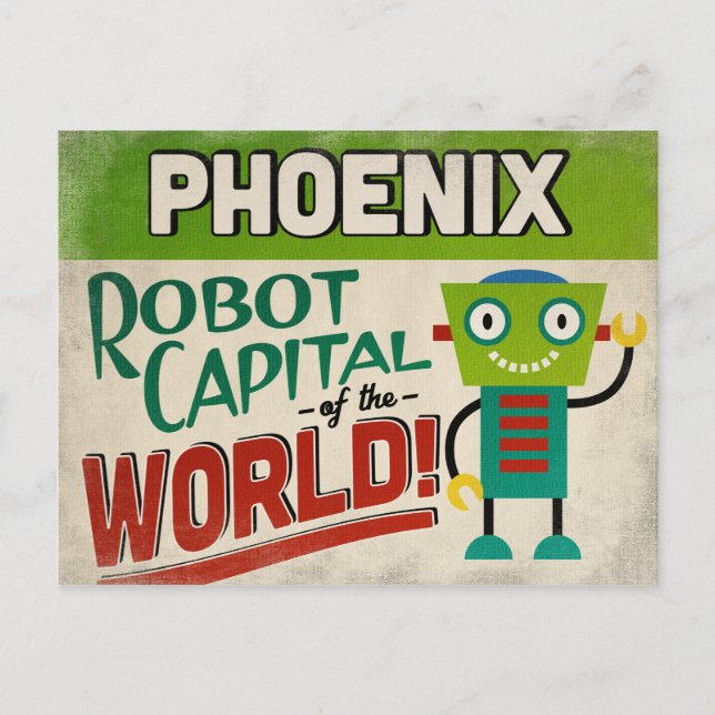 Phoenix Arizona Robot - Funny Vintage Vykort (Framsida)