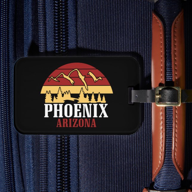 Phoenix Arizona Silhuett Konsttryck Retro Solnedgå Bagagebricka (Framsida Insitu 4)