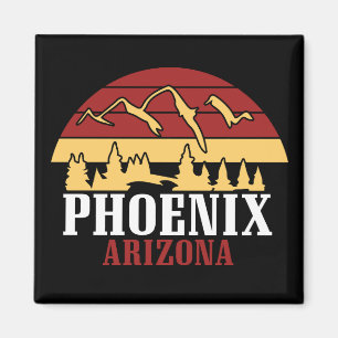 Phoenix Arizona Silhuett Konsttryck Retro Solnedgå Magnet