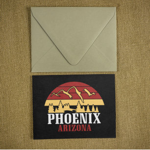 Phoenix Arizona Siluett Konsttryck Retro Solnedgån Vykort