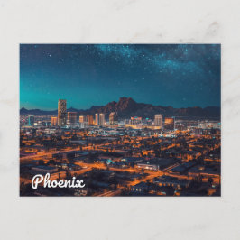 Phoenix Arizona Siluett Nattlig Himmel Vykort