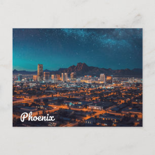 Phoenix Arizona Siluett Nattlig Himmel Vykort