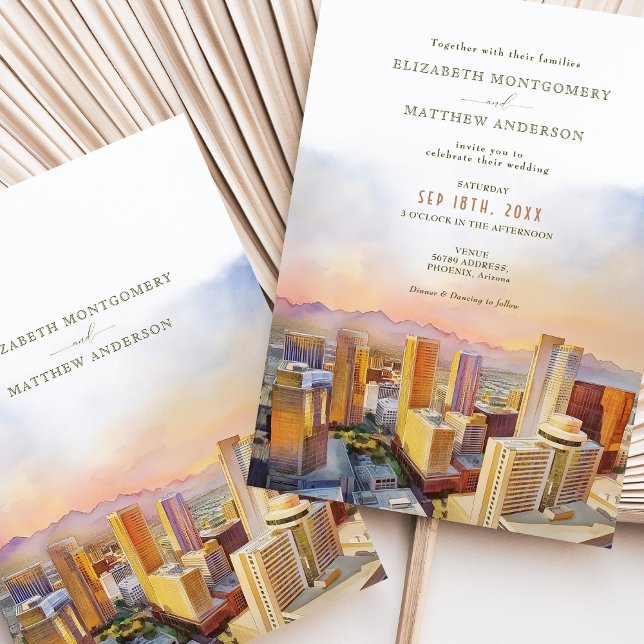 Phoenix Arizona Skyline Destination Wedding Inbjudningar (Skapare uppladdad)