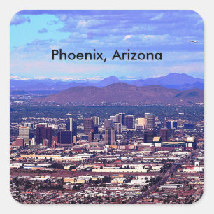Phoenix Arizona Skyline i Daytime Fyrkantigt Klistermärke
