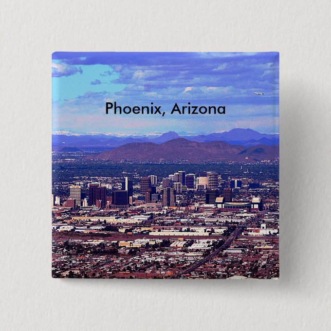 Phoenix Arizona Skyline i Daytime Knapp (Framsida)