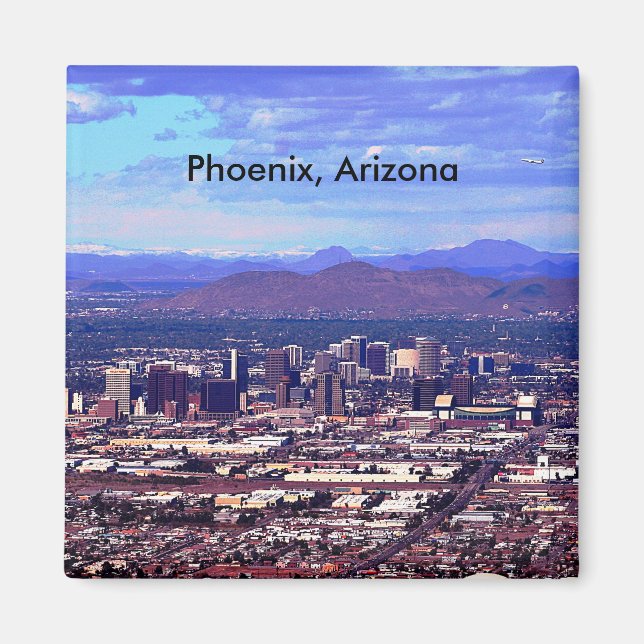 Phoenix Arizona Skyline i Daytime Magnet (Framsidan)