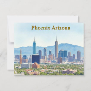 Phoenix Arizona Skyline i Daytime vintage smärttin Vykort