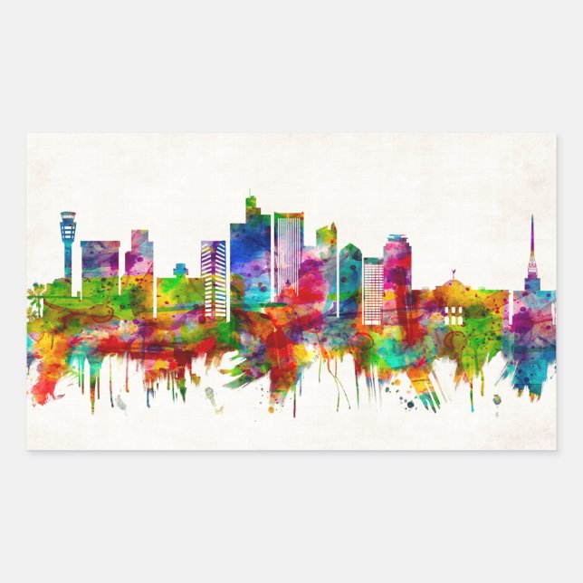 Phoenix Arizona Skyline Rektangulärt Klistermärke (Framsida)