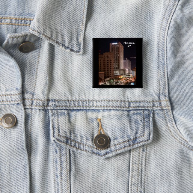 Phoenix Arizona SkyScraper Natt Pin Knapp (In Situ)