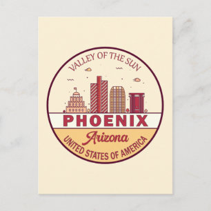 Phoenix Arizona Stadssiluett Emblem Vykort