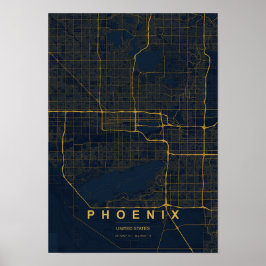 Phoenix Arizona Stiliserad Karttryck Poster