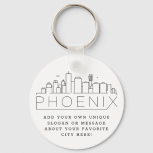 Phoenix, Arizona Stylized Skyline Anpassningsbar Nyckelring