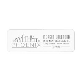 Phoenix, Arizona Stylized Skyline | Returadress Etikett