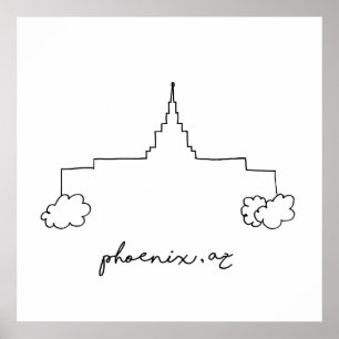 phoenix arizona temple enkel modern skiss poster