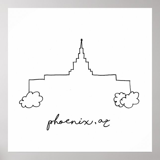 phoenix arizona temple enkel modern skiss poster (Framsidan)