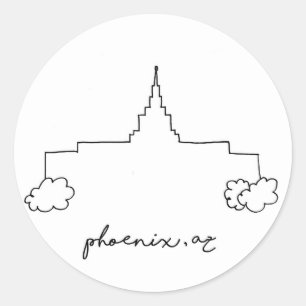 phoenix arizona temple enkel modern skiss runt klistermärke