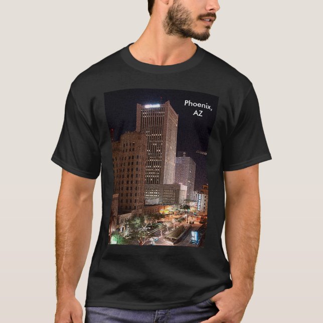 Phoenix Arizona vid nattliga Skyscraper Unisex T Shirt (Framsida)