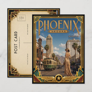 Phoenix Arizona Vintage Art Deco Guldåldern Vykort