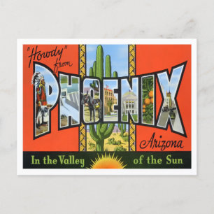 Phoenix, Arizona Vintage Big Brev vycard Vykort